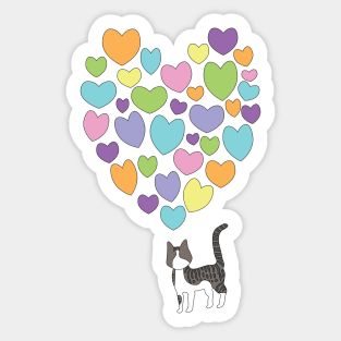 Rainbow Tabby Cat Love Sticker